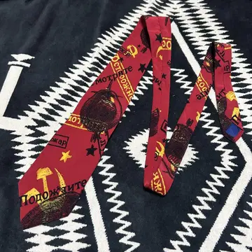 90년대 빈티지 USA 제작 비틀즈 USSR 100% 실크 넥타이