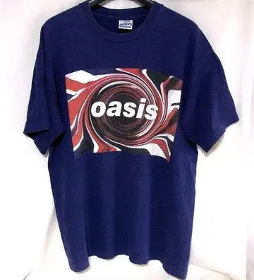 초귀중 당시 물품 [오아시스 유니언 잭 BOX 네이비 티셔츠]