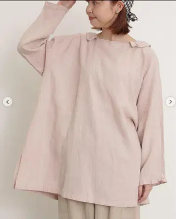 사만사 모스모스 [ Cross x Linen ] 프릴 칼라 블라우스 핑크