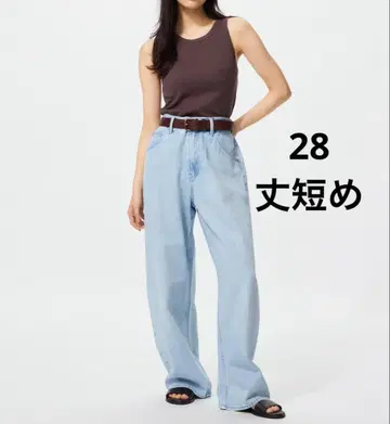 완판템 미사용 유니클로 배기 커브 진 62 BLUE 28 기장 짧음