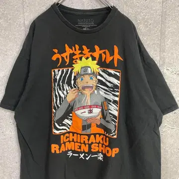 NARUTO 나루토 캐릭터 빅 프린트 블랙 티셔츠 2XL