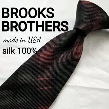 미품 Brooks Brothers 실크 체크 무늬 넥타이 레드