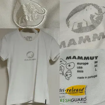 마무트 MAMMUT UV 차단 스트레치 화이트 티셔츠 M