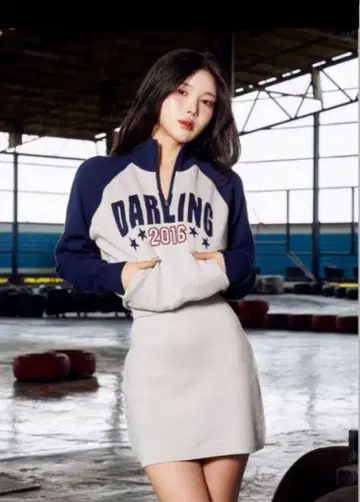 다리치 하프 지퍼 자카드 미니 원피스 FL