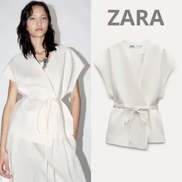 ZARA 베스트 지레 화이트 흰색 XS 반팔 V넥 UNIQLO
