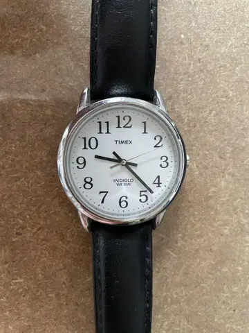 TIMEX INDIGLO 화이트 다이얼 블랙 레더