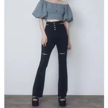 극품 에모다 사이드 오픈 플레어 팬츠