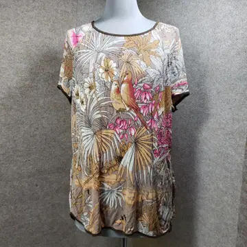 이탈리아 보태니컬 애니멀 패턴 스트레치 티셔츠 u6820j