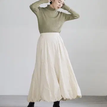 플레어 롱 벌룬 스커트 아이보리