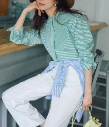 23구 CANCLINI 밴드 카라 셔츠 빅 사이즈 44