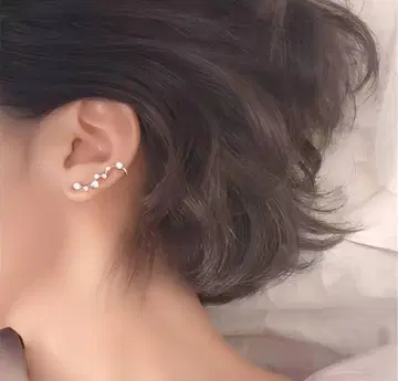 북두칠성 귀걸이 925 실버 별 귀걸이 달 귀걸이 알레르기 대응