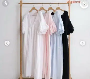 Cotton 개더 퍼프 슬리브 드레스 볼륨 원피스