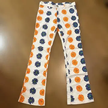 90s 빈티지 히피 플라워 프린트 부츠컷 팬츠