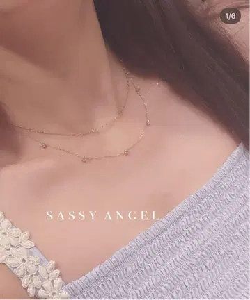 [새 상품] SASSY ANGEL 레이어드 지르코니아 목걸이 핑크 골드