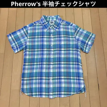 [고품질] Pherrow's 페로우즈 체크 무늬 반팔 셔츠 BD 아메카지