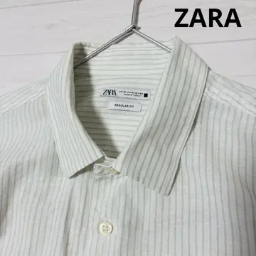ZARA 린넨 블렌드 셔츠 스트라이프 긴팔 자라