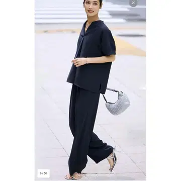 23구 스트레치 조젯 와이드 팬츠 블랙 xs 택 포함 미사용 새상품