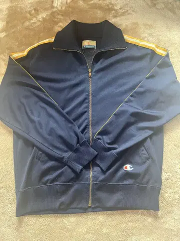 70s 80s Champion 네이비 저지 트랙 재킷