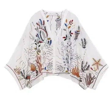 ZARA 자수 셔츠 블라우스 (해변)