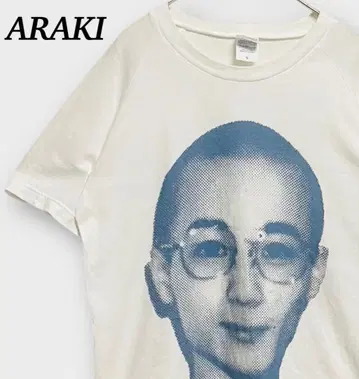 ARAKI 얼굴 반팔 티셔츠 숏 기장 페이스 아트 아라키 화이트
