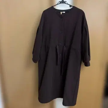 [미스틱] 허리 셔링 코트 롱 코트 짙은 갈색 레이온 혼방 F