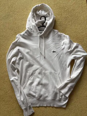 LACOSTE 화이트 후드 부착 후드티 US L