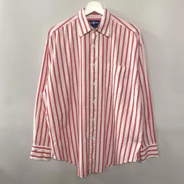 말레이시아 생산 [vintage] 랄프 로렌 핑크 스트라이프 셔츠 긴팔