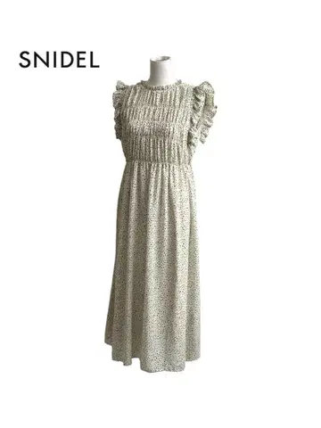 SNIDEL 스나이델 달마시안 프릴 소매 쉬폰 롱 원피스