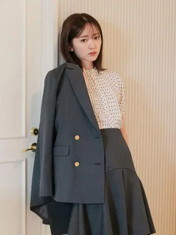 FRAY I D 더블 브레스트 피크 라펠 자켓