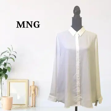 zB320 [ XL ] 망고 긴팔 셔츠 포멀 대응 프론트 버튼 블라우스풍