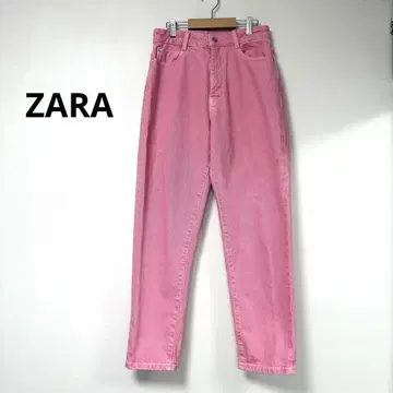 ZARA 핑크 테이퍼드 데님 팬츠 하이웨스트 M 귀여움