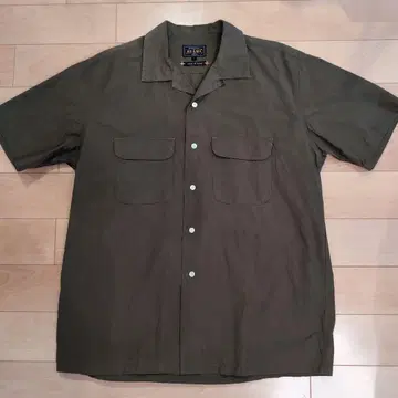 BEAMS+ 코튼 린넨 오픈 카라 숏 슬리브 반팔 셔츠