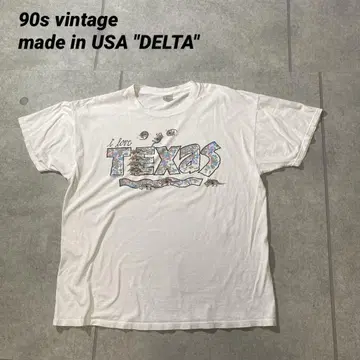 90년대 빈티지 USA DELTA 델타 아트 프린트 TEXAS XL