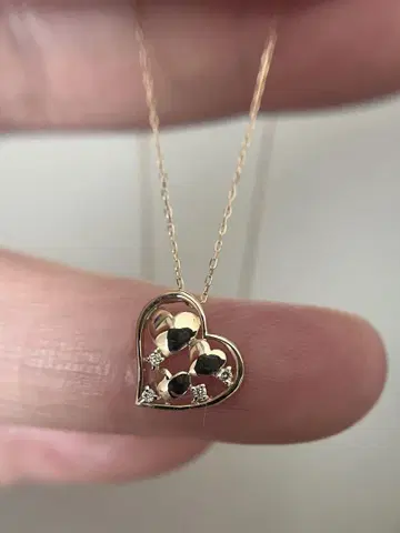 새상품 K10YG 다이아몬드 0.02ct 하트 펜던트 목걸이