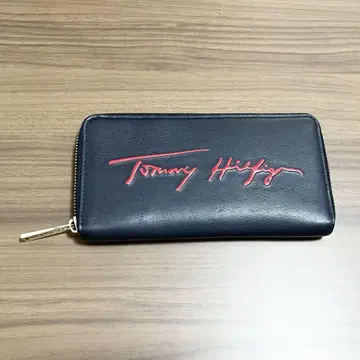Tommy Hilfiger 네이비 가죽 장지갑