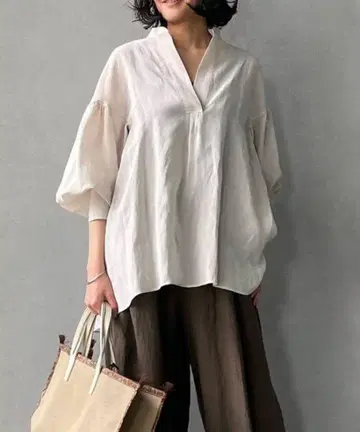 1er Arrondissement 레이온 린넨 스키퍼 블라우스