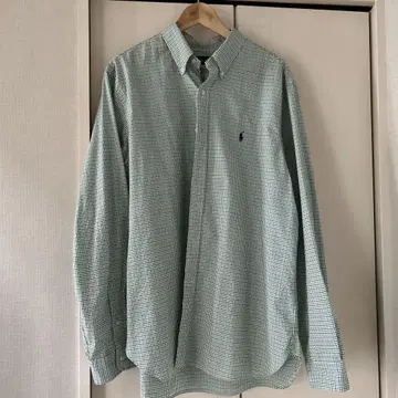 Ralph Lauren 버튼다운 셔츠 녹색 및 흰색 체크