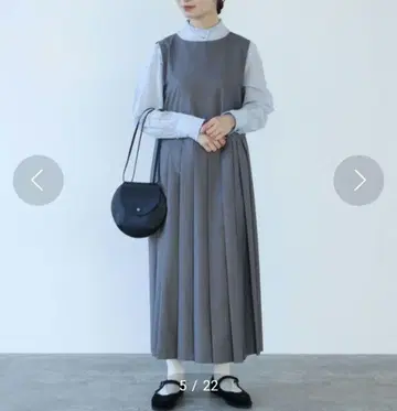 bulle de savon 플리츠 원피스 그레이 리본 올 시즌