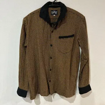 Dress Hippy 블랙 옐로우 컬러 체크 셔츠 S