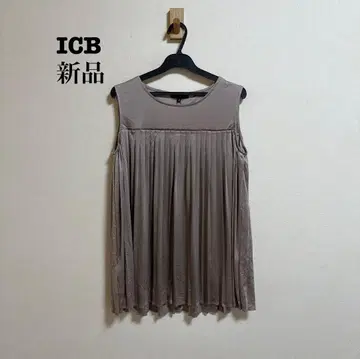 새상품 ICB 플리츠 새틴 슬리브리스 컷소