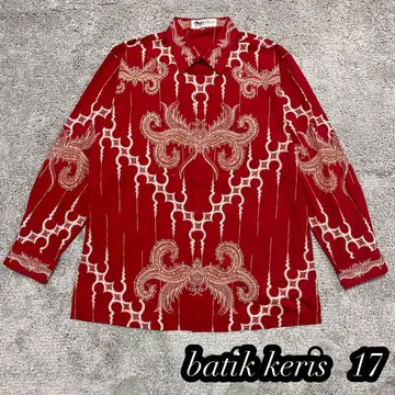 [ batik keris ] 올 패턴 셔츠 바틱 레드 빅 사이즈