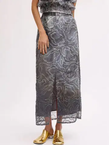 [정품 M] AMERI RIPPLE SHAGGY ART SKIRT