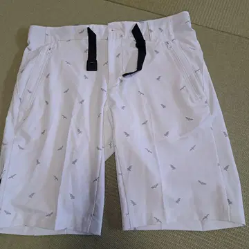 화이트 작은 새 프린트 골프 팬츠