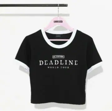 새상품 BLACKPINK 티셔츠 DEADLINE 숏 기장 티셔츠 블랙 M