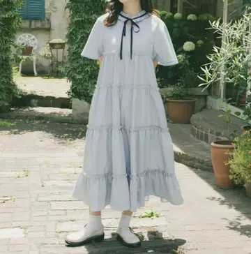 [ kutir ] [ 쿠티르와 레트로 ] 티어드 리본 원피스