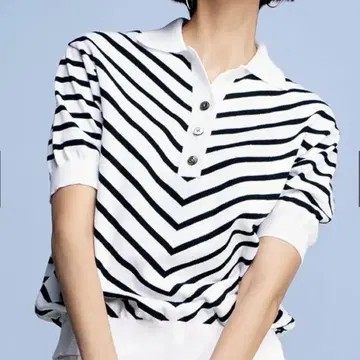 [DAMA Collection] 이탈리아 코튼사 바이어스 보더 폴로 니트