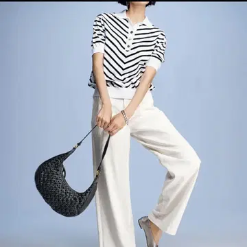[DAMA Collection] 이탈리아 코튼사 바이어스 보더 폴로 니트