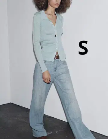 ZARA 자라 메탈릭 실 니트 폴로 스웨터