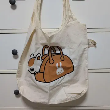 CUNE 토끼 프린트 쇼핑백 보스턴 백에 들어가는 고양이