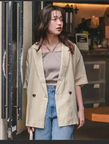 titivate 시어 테일러드 하프 자켓